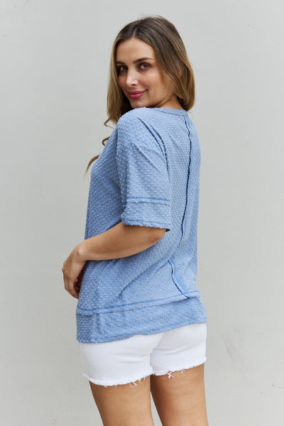 Swiss Dot Reverse Stitch Short Sleeve Top