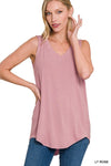 Rayon Sleeveless V-Neck Hi-Low Hem Top