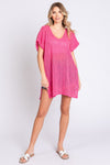 Short Sleeve Side Slit Knit Cover Up Dress