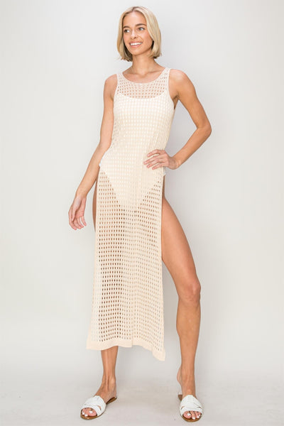 Crochet Backless Cover Up Dress