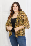 Full Size Animal Print Kimono in Brown