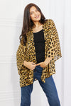 Full Size Animal Print Kimono in Brown